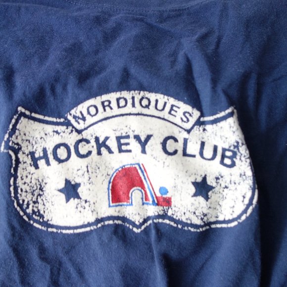Roger Edwards Sport Quebec Nordiques Hockey Club Felt Embossed Long Sleeve Shirt - Picture 4 of 5